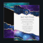 Galaxy Agate Bat Mitzvah Invitation<br><div class="desc">Galaxy foil and faux glitter agate stone bat mitzvah invitation customizable to your event specifics.</div>