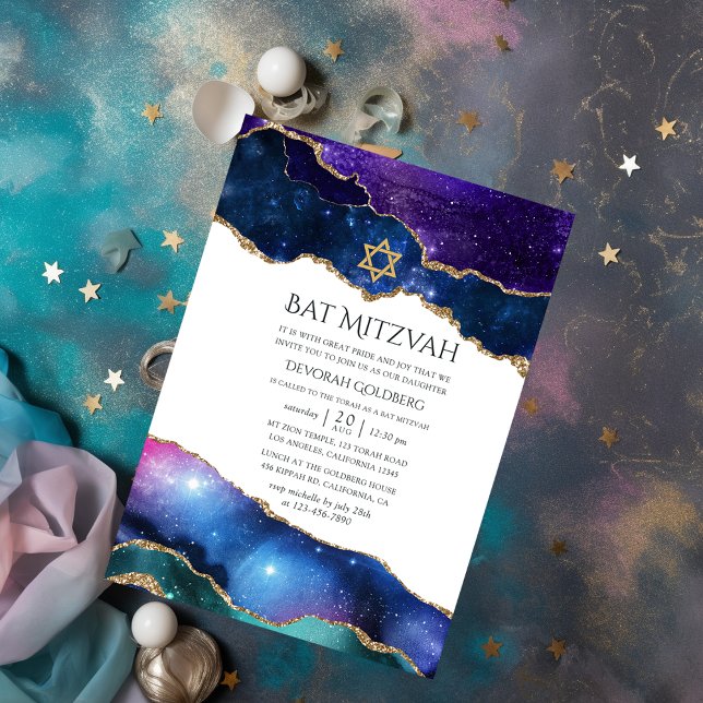 Galaxy Agate Bat Mitzvah Invitation (Creator Uploaded)