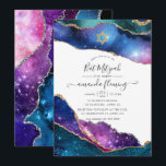 Galaxy Agate Bat Mitzvah Invitation<br><div class="desc">Galaxy faux glitter agate stone bat mitzvah invitation with elegant handwriting typography customizable to your event specifics. Celebrate this special milestone with a celestial-themed Bat Mitzvah invitation featuring a stunning galaxy-inspired agate design, glittering gold accents, and elegant typography. The shimmering hues of blue, purple, and pink create a magical and...</div>
