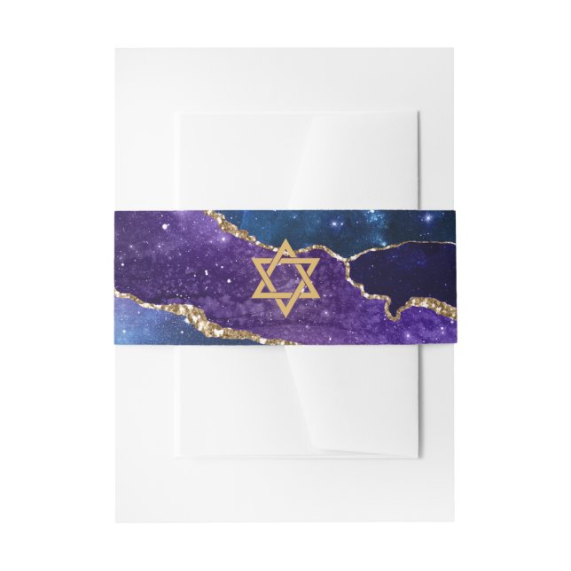 Galaxy Agate Bat Mitzvah Invitation Belly Band (Front Example)