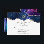 Galaxy Agate Bat Mitzvah RSVP Card<br><div class="desc">Galaxy faux glitter agate stone bat mitzvah rsvp card with elegant handwriting typography customizable to your event specifics.</div>
