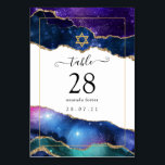 Galaxy Agate Bat Mitzvah Table Number<br><div class="desc">Galaxy faux glitter agate stone bat mitzvah table number card with elegant handwriting typography customizable to your event specifics.</div>