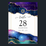 Galaxy Agate Bat Mitzvah Table Number<br><div class="desc">Galaxy faux glitter agate stone bat mitzvah table number card with elegant handwriting typography customizable to your event specifics.</div>