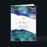 Galaxy Agate Bat Mitzvah Thank You Card<br><div class="desc">Galaxy faux gold glitter agate stone bat mitzvah thank you card with elegant handwriting typography customizable to your event specifics.</div>