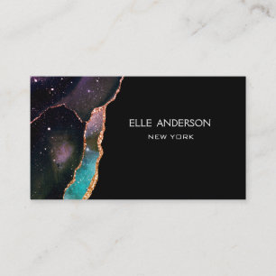 Galaxy Agate Modern Elegant Makeup Teal Ruby Business Card