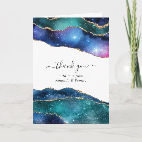 Galaxy Agate Photo Thank You Card