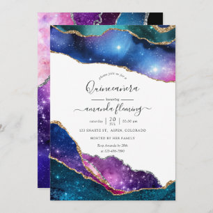 Galaxy Agate Quinceañera Invitation