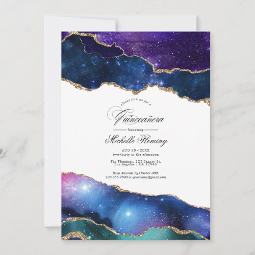 Galaxy Agate Quinceaera Invitation