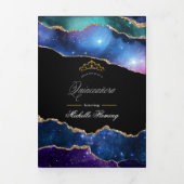 Galaxy Agate Quinceañera Photo Tri-Fold Invitation (Cover)