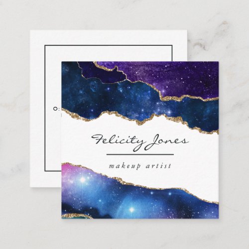 Galaxy Agate Stone Square Business Card
