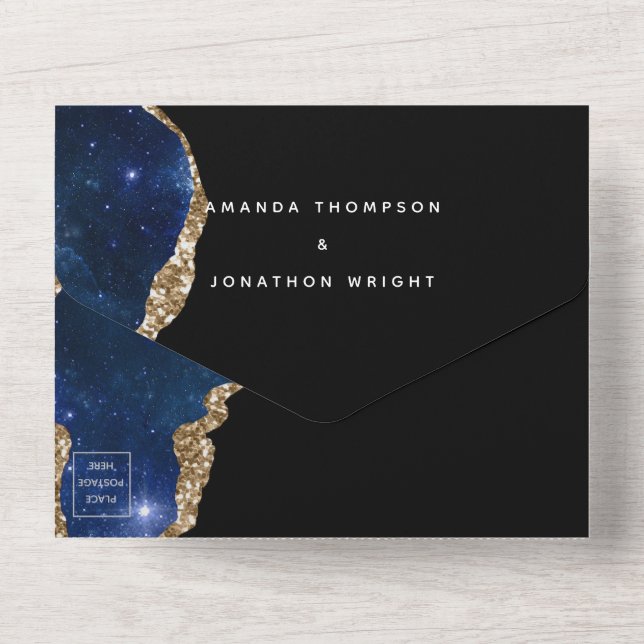 Galaxy Agate Stone Wedding All In One Invitation (Back)