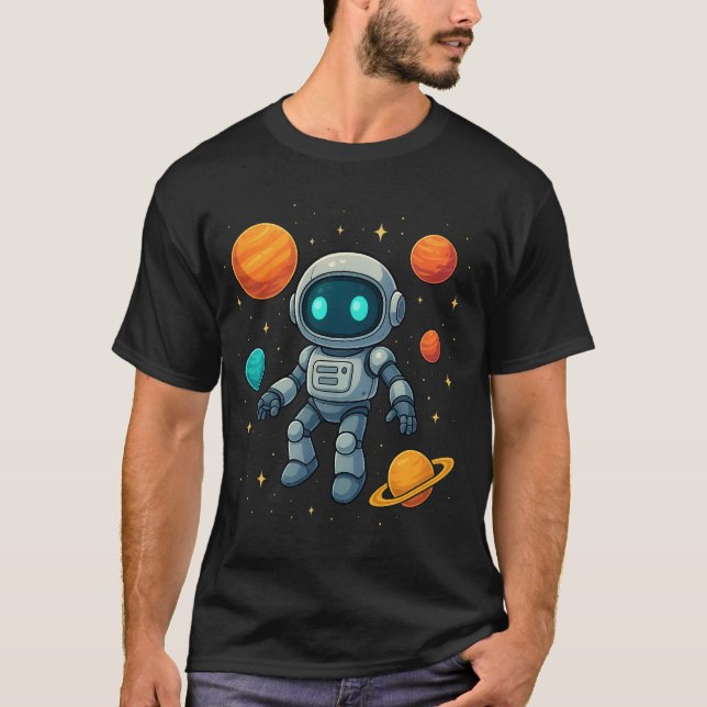 Galaxy AI Robot Explorer! Futuristic Space Tech &  T-Shirt (Front)
