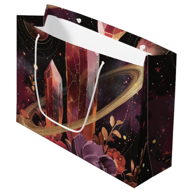 Galaxy Amethyst Starfield Cosmic Pattern Large Gift Bag (Front Angled)