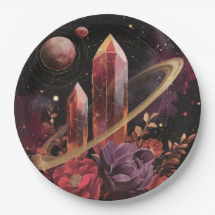 Galaxy Amethyst Starfield Cosmic Pattern Paper Plates