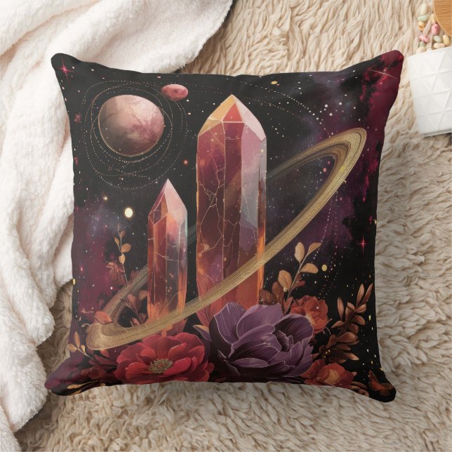 Galaxy Amethyst Starfield Cosmic Pattern Throw Pillow (Blanket)