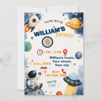 Galaxy and cosmos birhday invitation