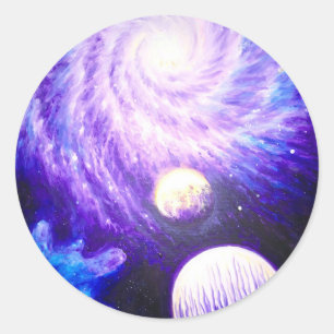Galaxy and planets classic round sticker