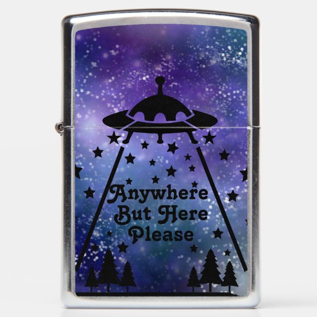 Galaxy Anywhere But Here Alien Zippo Lighter (Front)