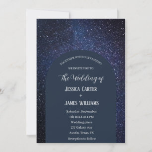 Galaxy Arch Navy Celestial Starry Night Wedding Invitation