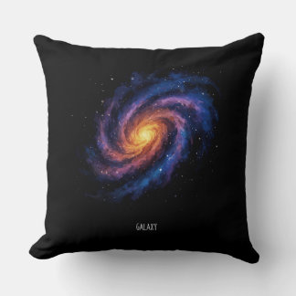 Galaxy Artwork – Cosmic Spiral Space Illustration Throw Pillow
