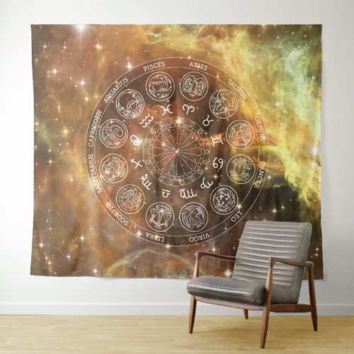 Galaxy Astrology Zodiac Signs Tapestry