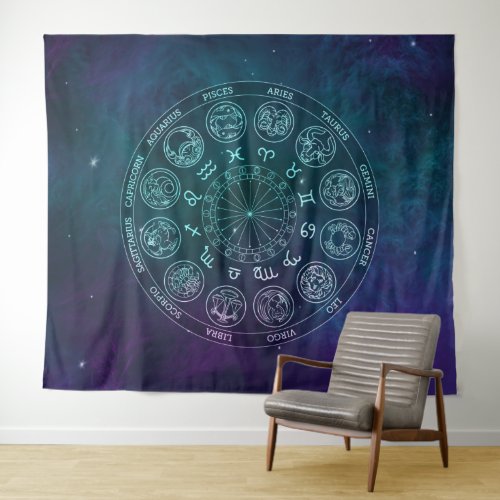 Galaxy Astrology Zodiac Signs Tapestry