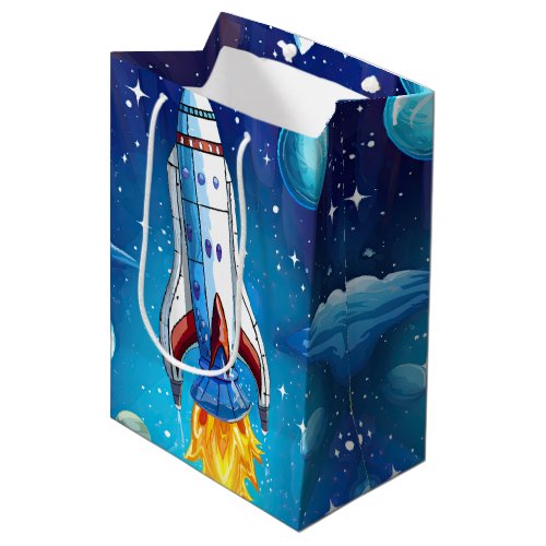 Galaxy Astronaut Space Shuttle Rocketship Birthday Medium Gift Bag