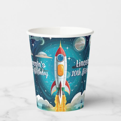 Galaxy Astronaut Space Shuttle Rocketship Birthday Paper Cups