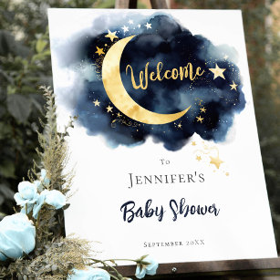 Galaxy Baby Shower Welcome Sign Moon and Stars