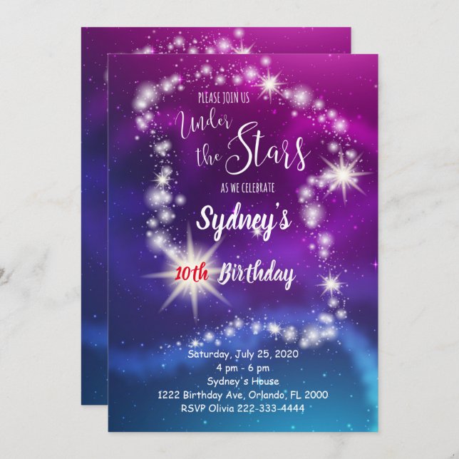 Galaxy Birthday Invitation (Front/Back)
