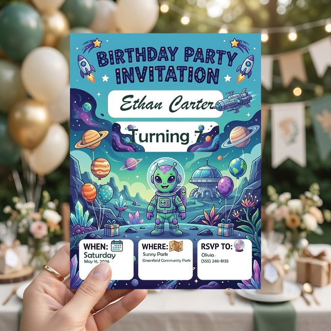 Galaxy Birthday Invitation - Customizable (Creator Uploaded)