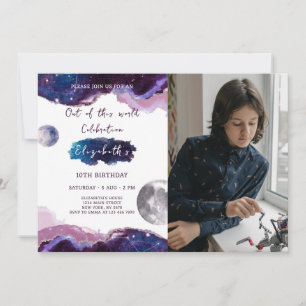 Galaxy Birthday Invitation With Photo