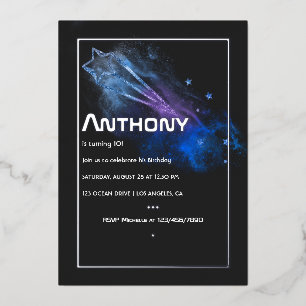 Galaxy Birthday Party Foil Invitation