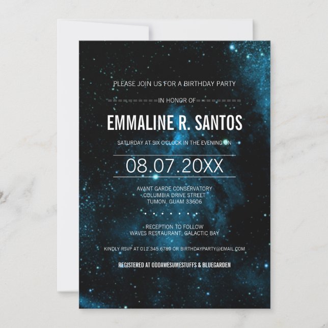 Galaxy Birthday Party Invite (Front)