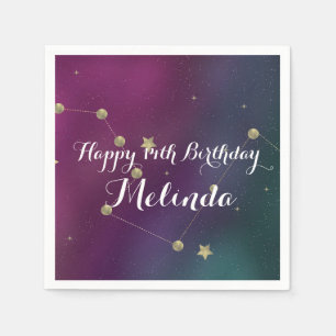 Galaxy Birthday Party Purple Blue Sky Foil Stars Napkins