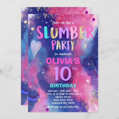 Galaxy Birthday Party Tween Galaxy Slumber Party Invitation