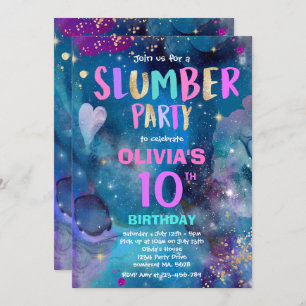 Galaxy Birthday Party Tween Galaxy Slumber Party Invitation