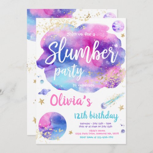 Galaxy Birthday Party Tween Galaxy Slumber Party Invitation