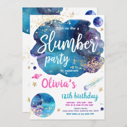 Galaxy Birthday Party Tween Galaxy Slumber Party Invitation