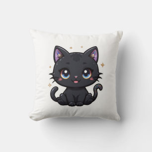 Galaxy Black Cat Kawaii Celestial Kitty Cushion