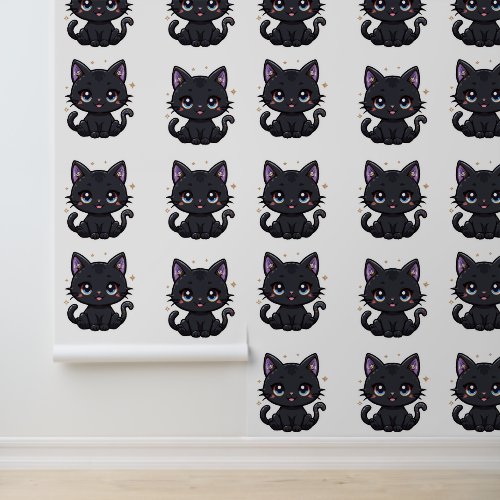 Galaxy Black Cat Kawaii Celestial Kitty Wall Mural Galaxy Black Cat Kawaii Celestial Kitty Wall Mural