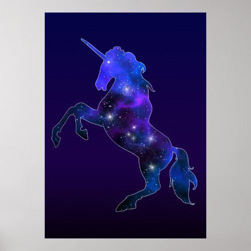 Galaxy blue beautiful unicorn sparkly image poster