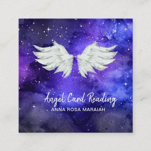  Galaxy Blue Cosmos Stars Angel Wing Universe  Square Business Card