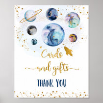 Galaxy Blue Gold Cards & Gifts Birthday Sign