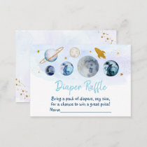 Galaxy Blue Gold Space Baby Shower Book Request En Enclosure Card