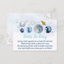Galaxy Blue Gold Space Baby Shower Book Request Enclosure Card