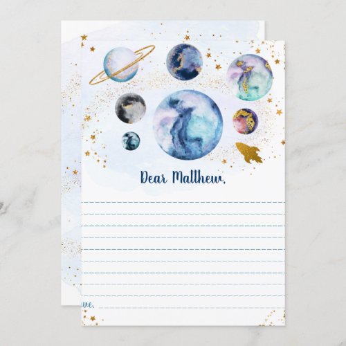 Galaxy Blue Gold Space Birthday Time Capsule Cards