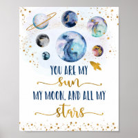 Galaxy Blue Gold You Are My Sun Moon Stars