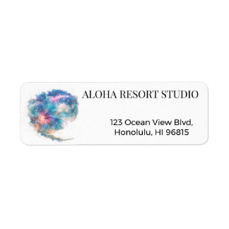 Galaxy Blue Hibiscus- Reply Address Label