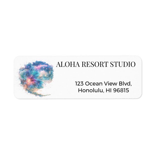 Galaxy Blue Hibiscus- Reply Address Label (Front)